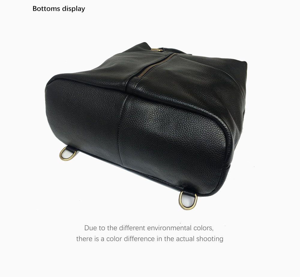 Genuine Leather Backpack with Anti-Theft Detail