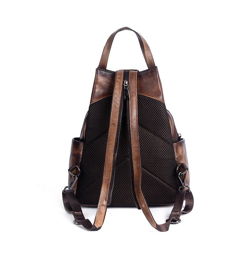 Genuine Leather Backpack with Sculpted Detail