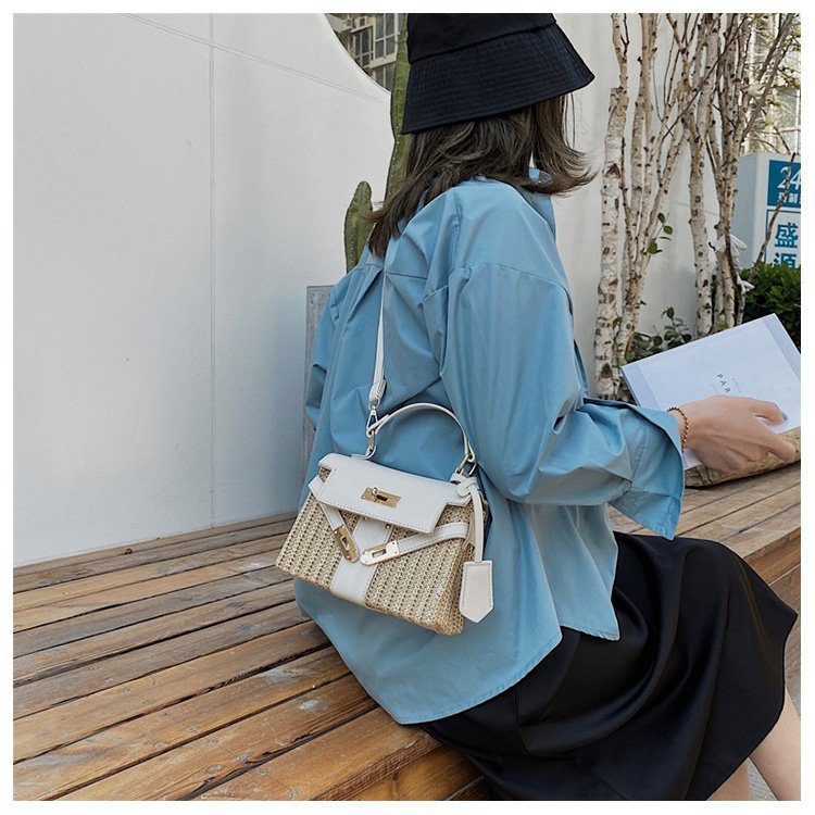 Straw Evening Clutch with Woven Detail