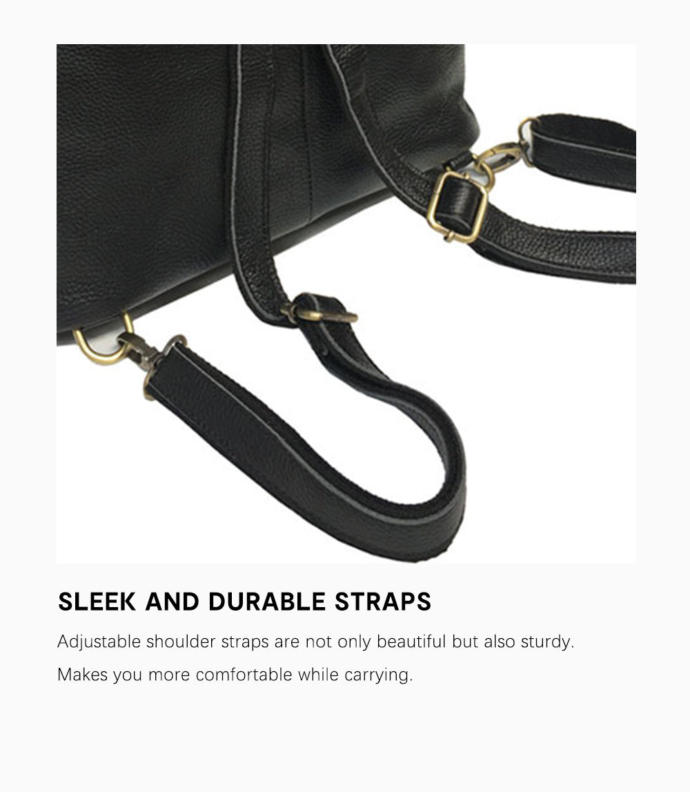 Genuine Leather Backpack with Anti-Theft Detail