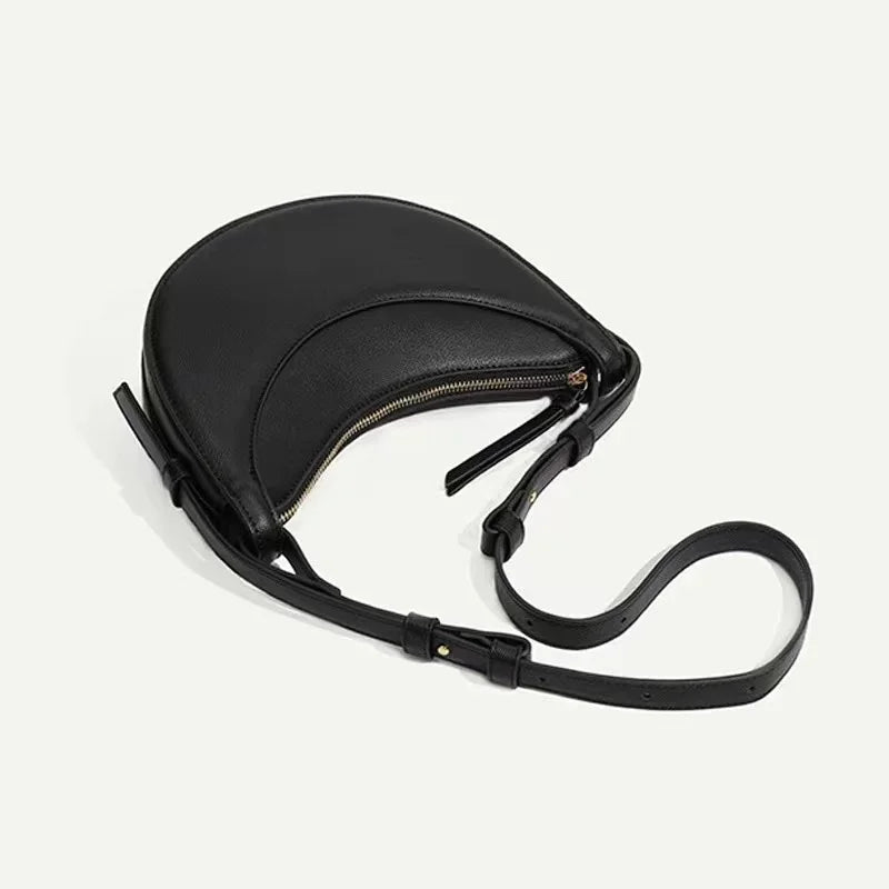 Sculpted Genuine Leather Hobo Bag