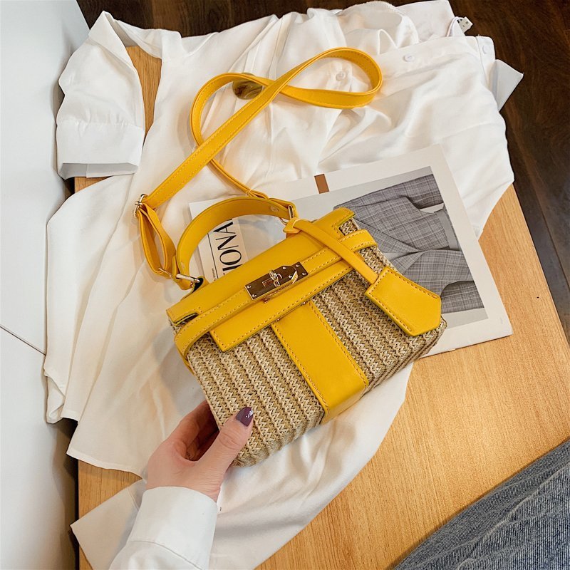 Straw Evening Clutch with Woven Detail