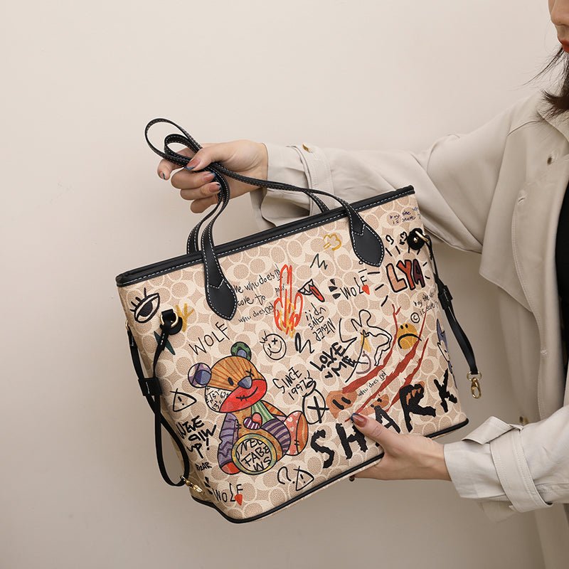 Graffiti-Print Tote Bag