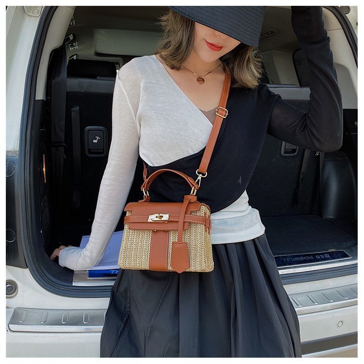 Straw Evening Clutch with Woven Detail