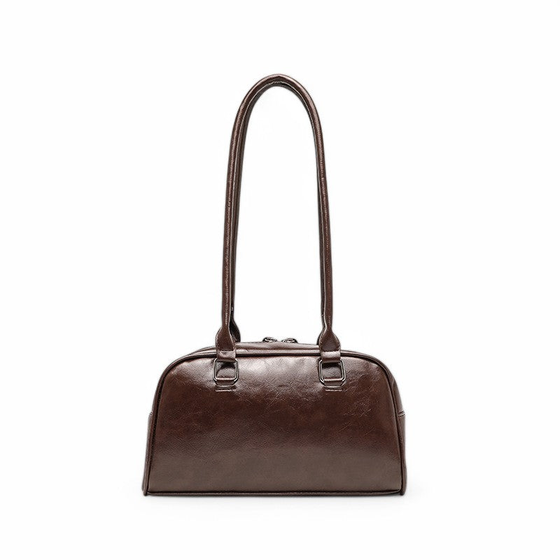 Refined Multi-Pocket Leather Shoulder Bag
