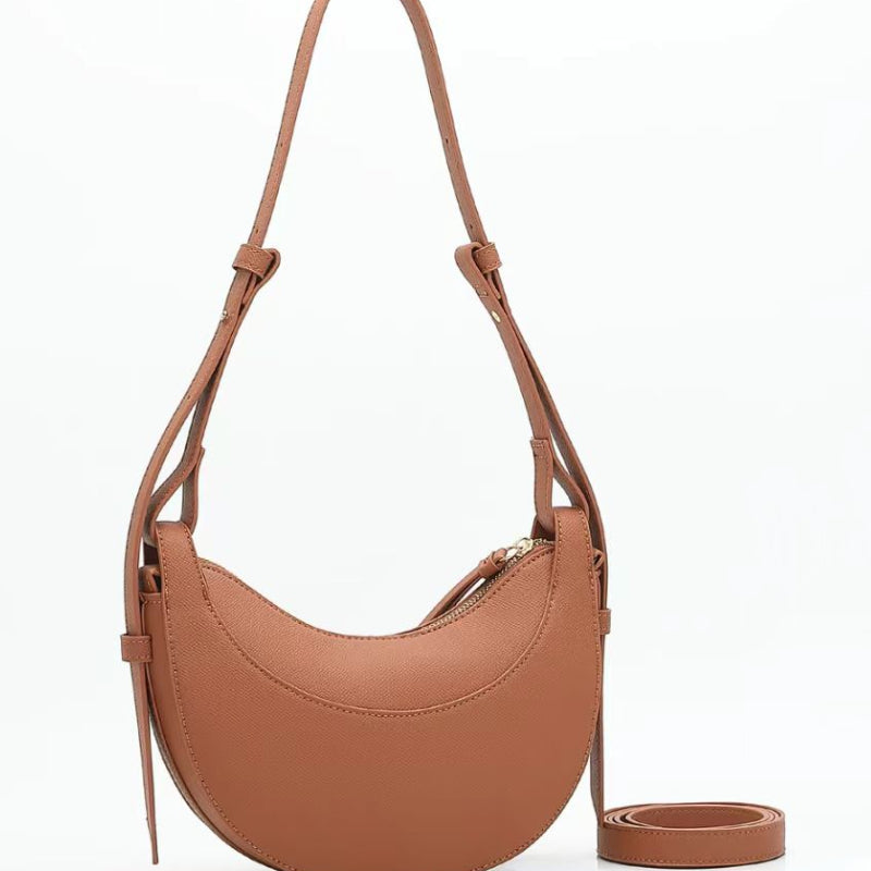Sculpted Genuine Leather Hobo Bag
