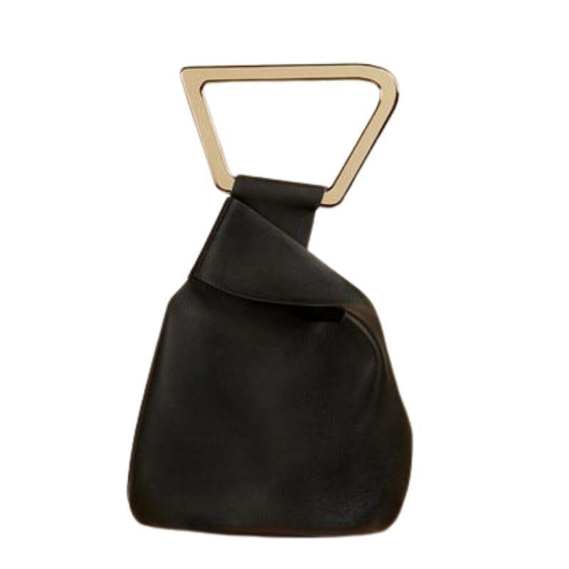 Leather Bucket Bag with Round Detail