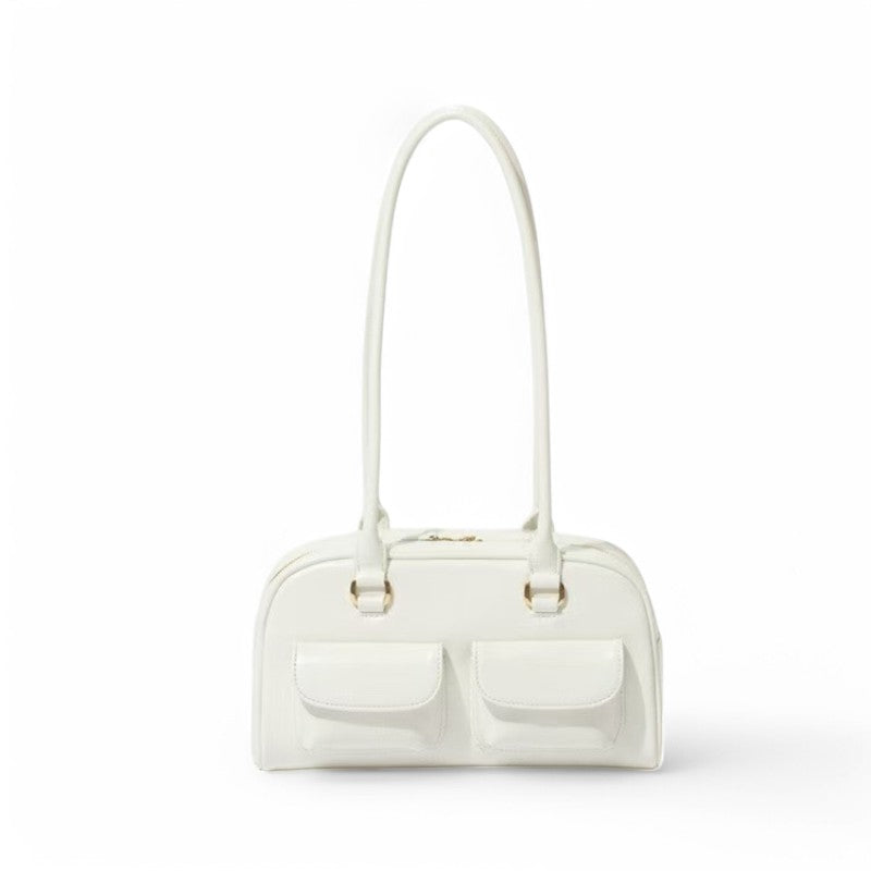 Refined Multi-Pocket Leather Shoulder Bag