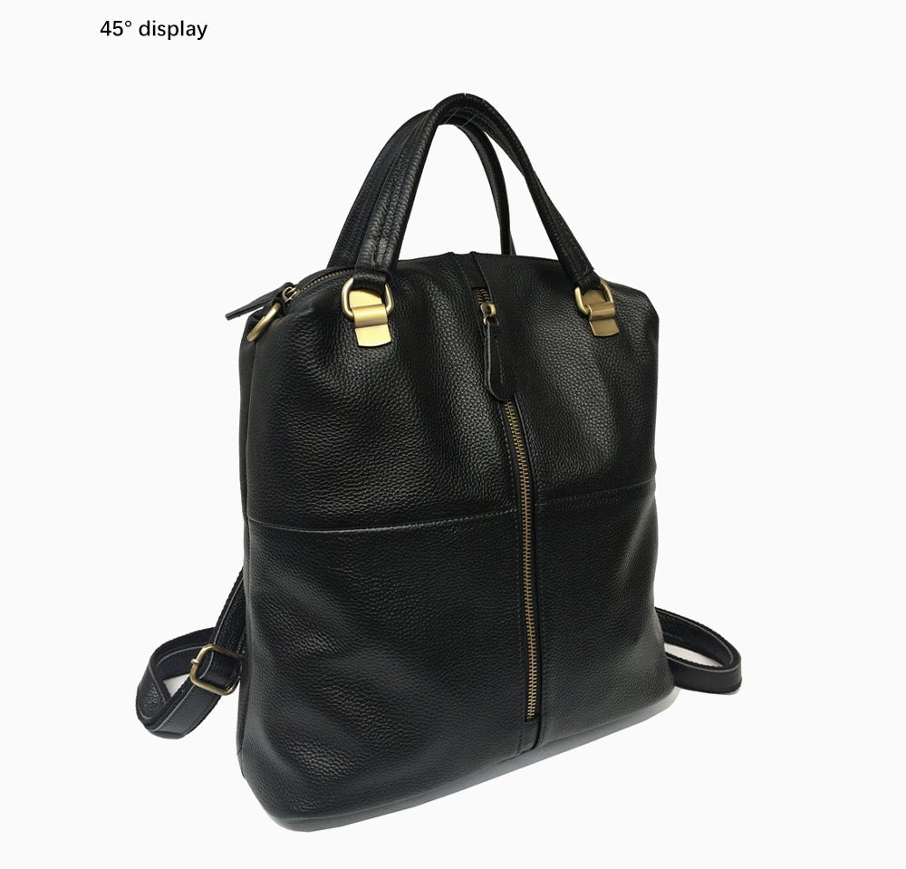 Genuine Leather Backpack with Anti-Theft Detail