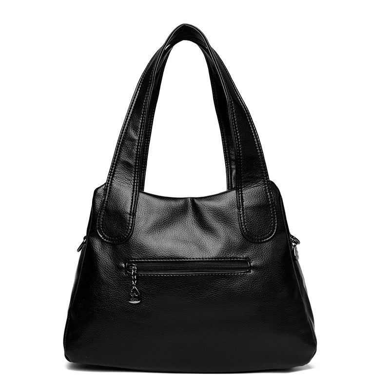 Genuine Leather Bucket Bag with Contemporary Detail