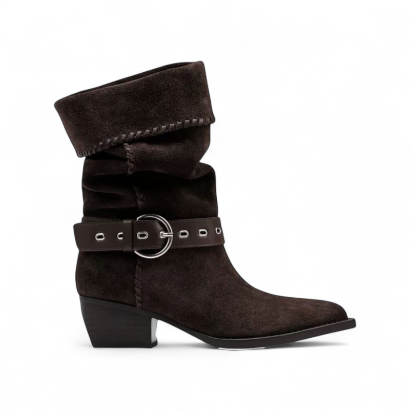 Essential Buckled Wide-Calf Western Boots