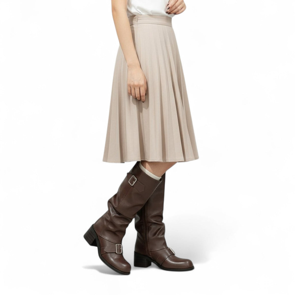 Effortless Slouch Riding Boots with Buckle Detail
