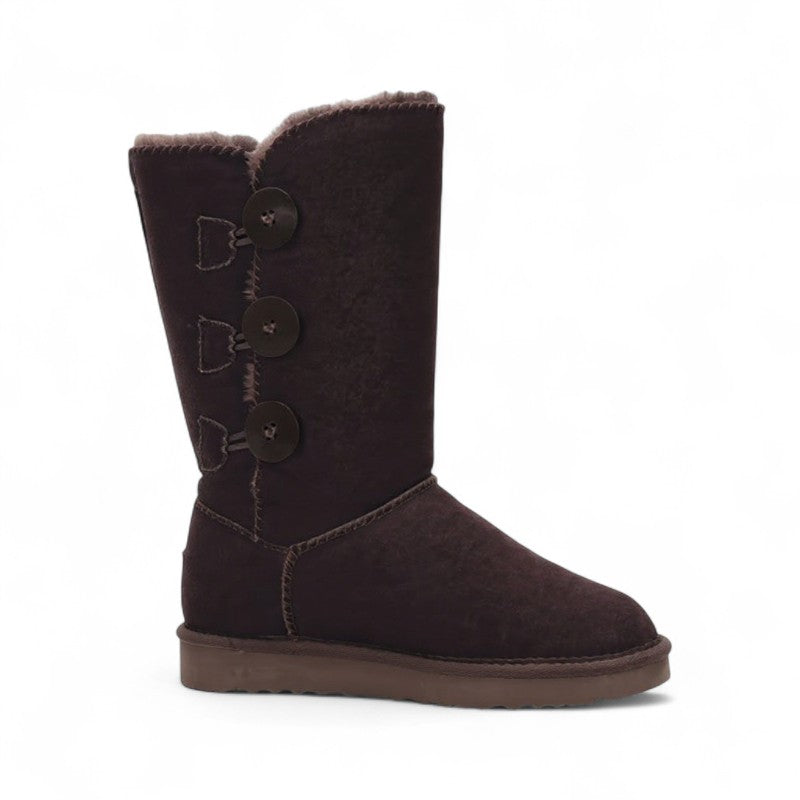 Polished Odette Shearling-Lined Mid-Calf Leather Boots
