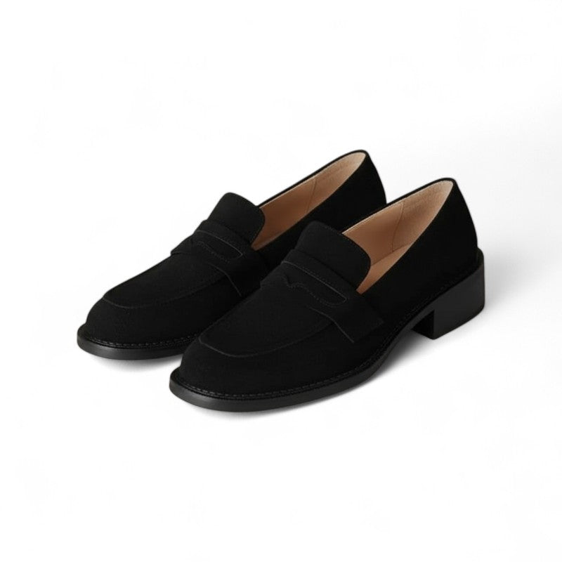 Polished Brown Suede Loafers with Heel