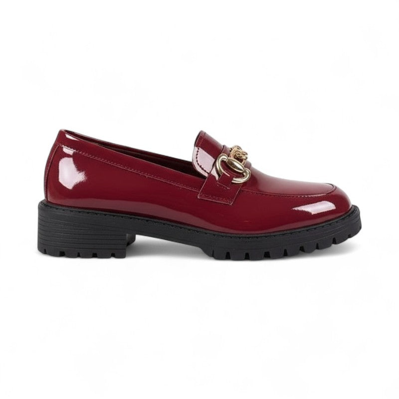 Statement Iolanthe Patent Leather Loafers with Gold Chain