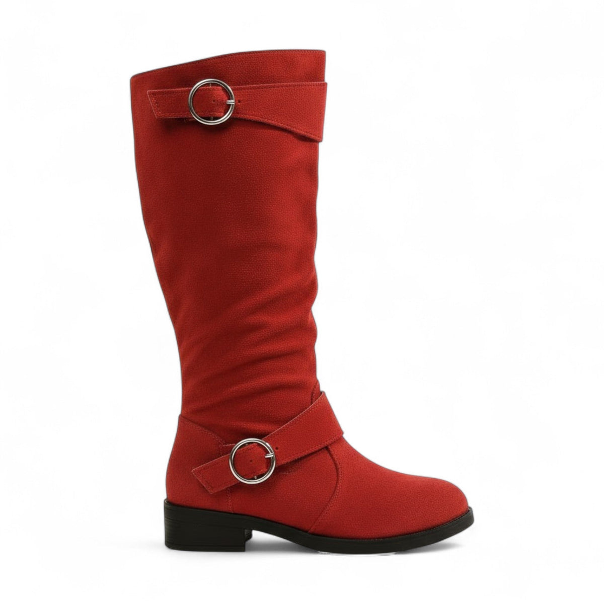Refined Umeko Ruched Suede Boots with Buckle