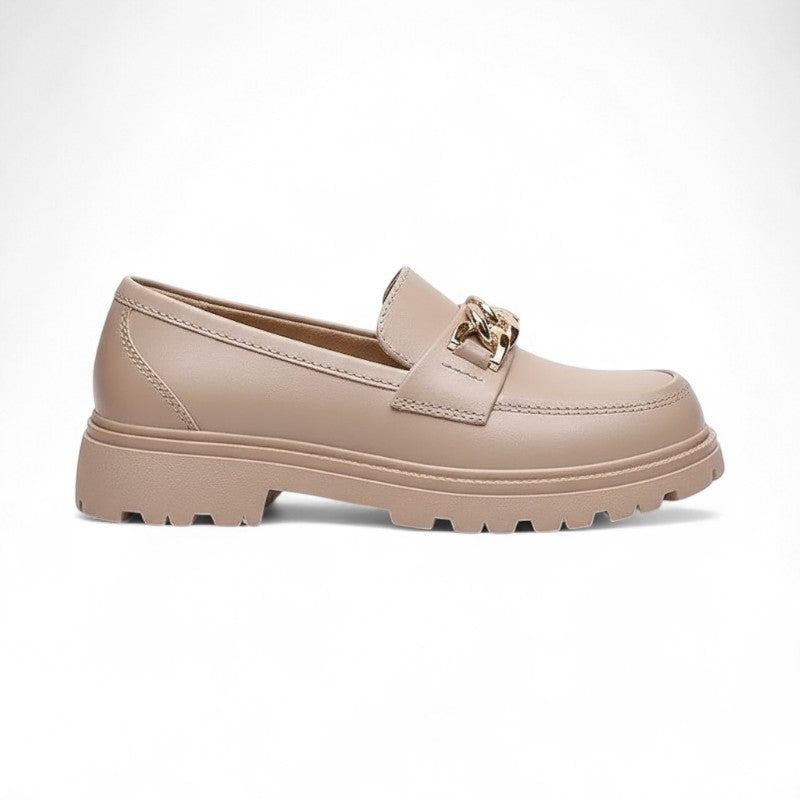 Statement Chunky Sole Loafers with Gold Chain