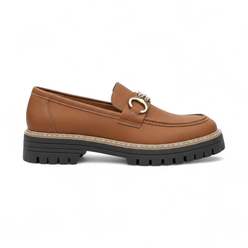 Modern Ondine Wedge Loafers with Gold Metallic Detail