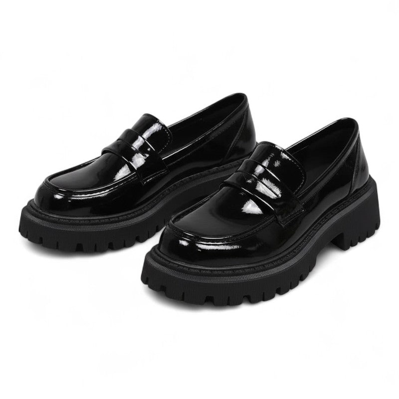 Understated Black Wedge Loafers