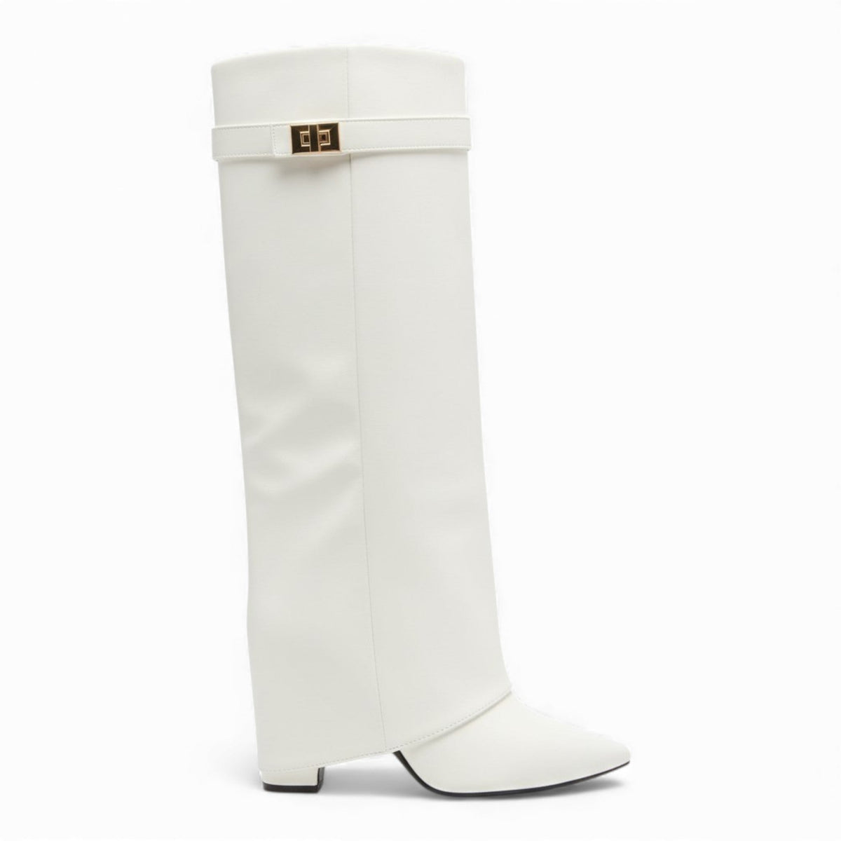 Effortless Slouch Leather Boots with Gold Buckle