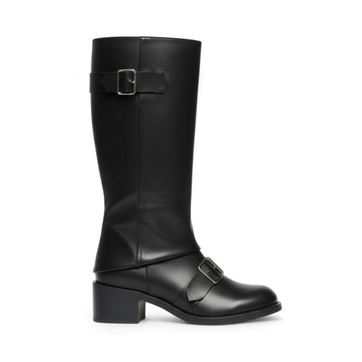 Effortless Slouch Riding Boots with Buckle Detail