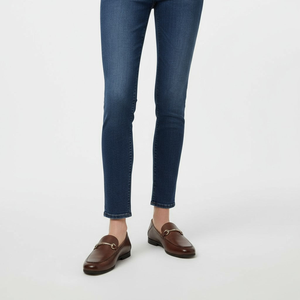 Refined Havana Leather Loafers with Metal Hardware