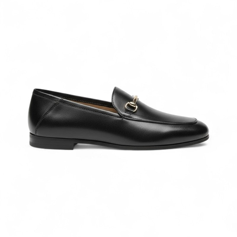 Refined Havana Leather Loafers with Metal Hardware