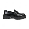 Understated Matte Black Wedge Loafers