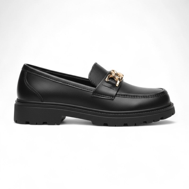 Statement Chunky Sole Loafers with Gold Chain