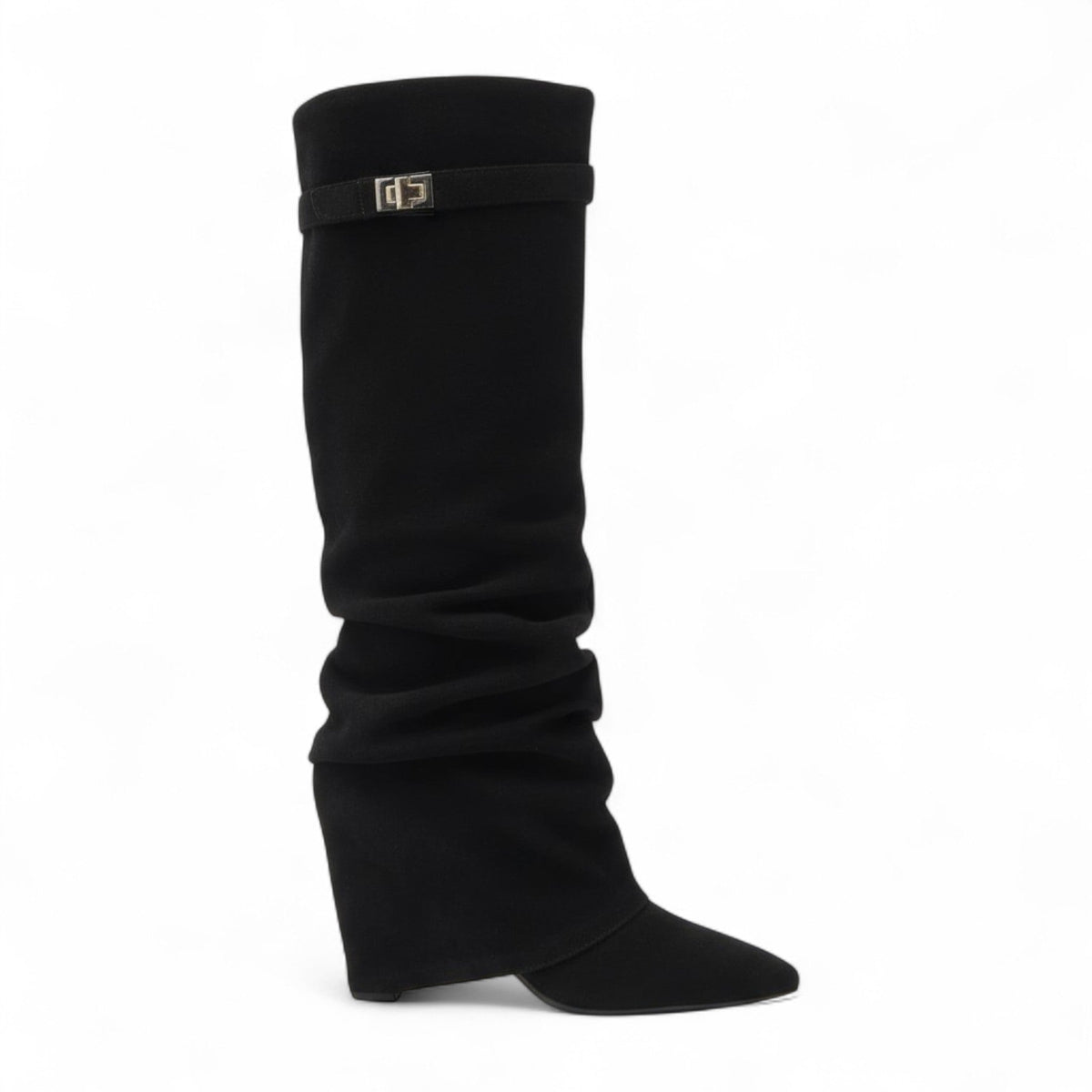 Effortless Ruched Slouch Suede Boots