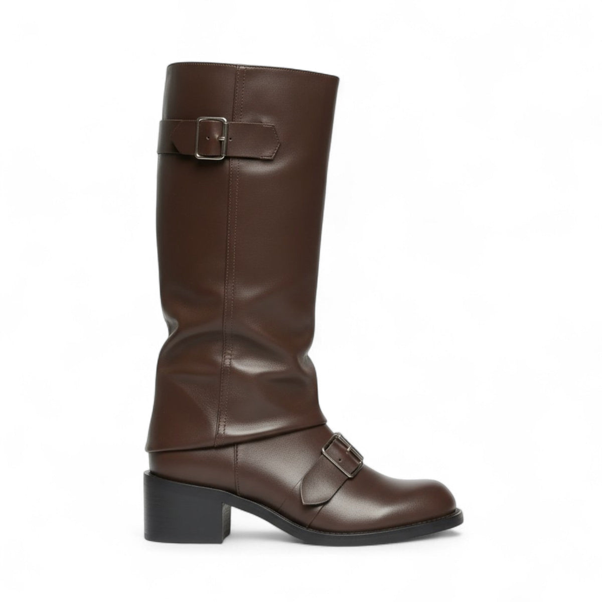 Effortless Slouch Riding Boots with Buckle Detail