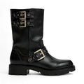 Bold Rosalinde Brown Riding Boots with Metal Buckles
