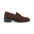Polished Brown Suede Loafers with Heel