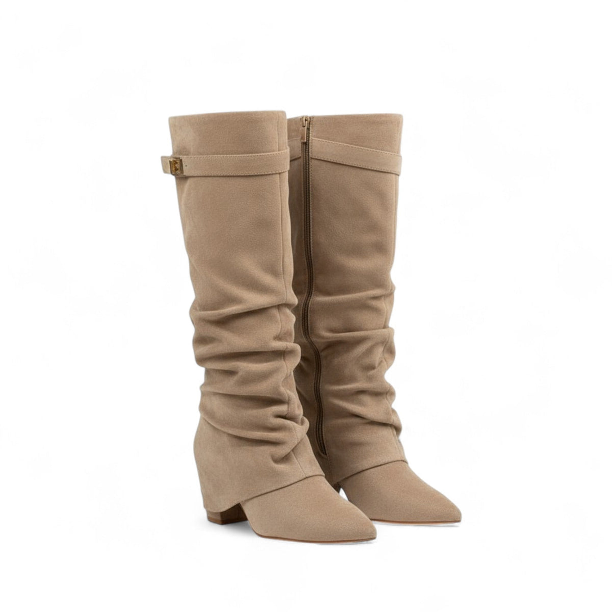 Effortless Ruched Slouch Suede Boots