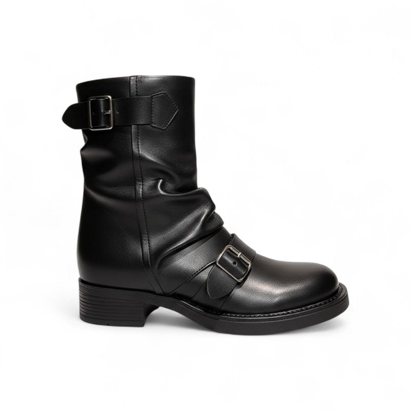 Statement Buckled Biker Ankle Boots