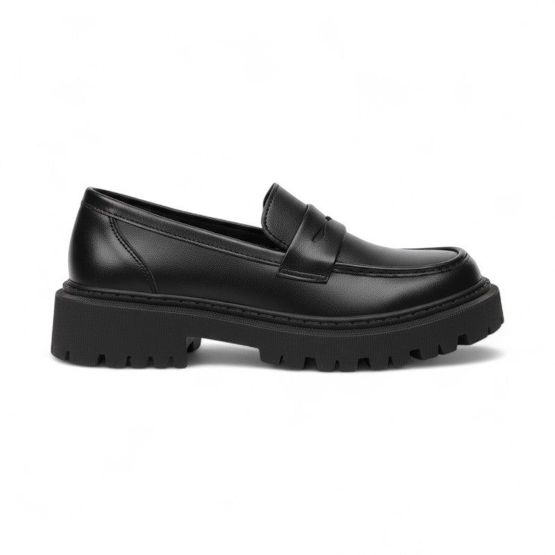 Understated Black Wedge Loafers