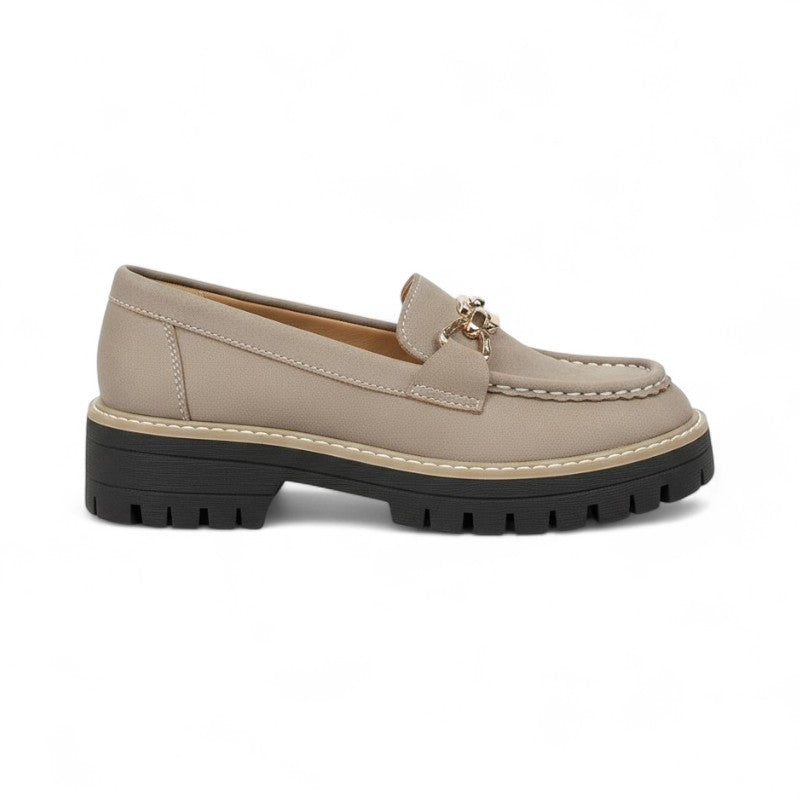 Signature Chunky Loafers with Gold Chain and Contrast Stitching