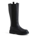 Bold Chunky-Sole Riding Boots in Black