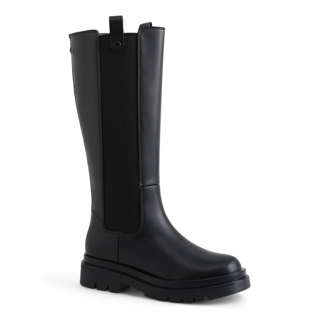 Bold Chunky-Sole Riding Boots in Black