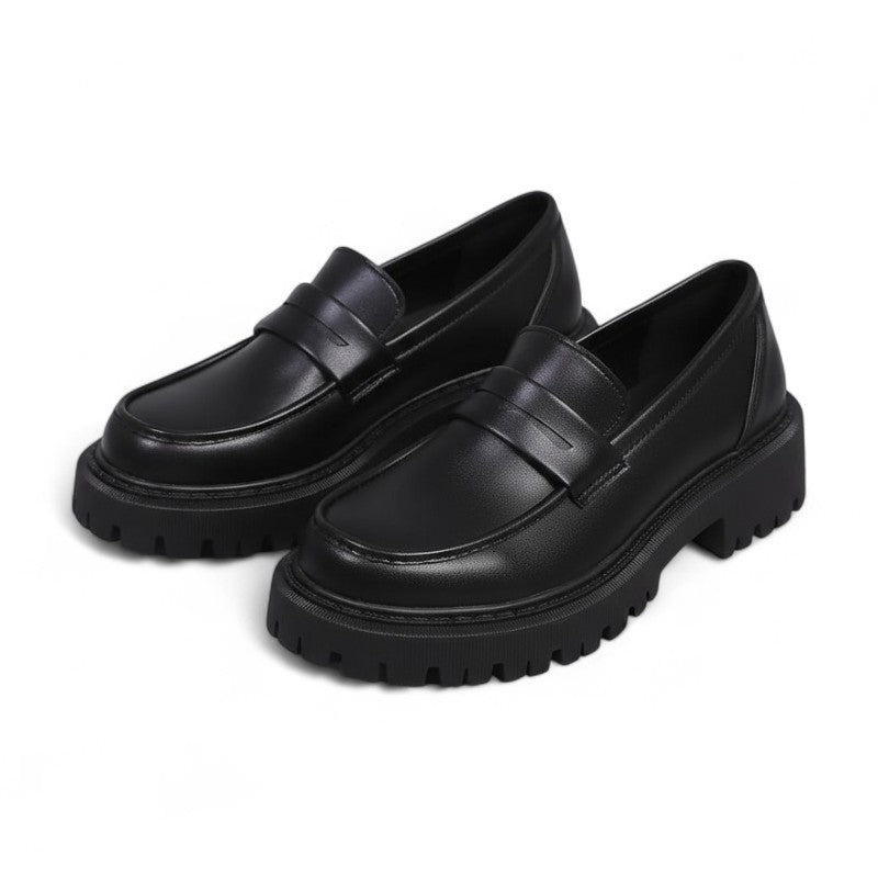 Understated Black Wedge Loafers
