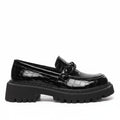 Sleek Patent Croc-Embossed Loafers