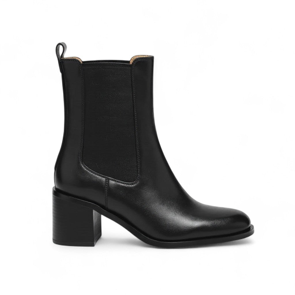 Sleek Imara Heeled Booties in Leather