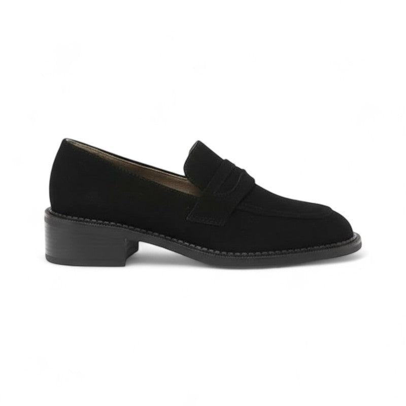 Polished Brown Suede Loafers with Heel