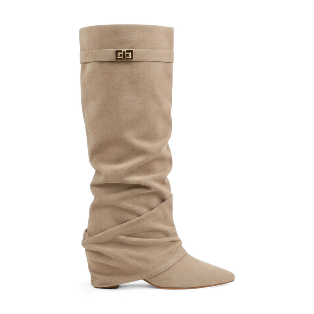 Effortless Ruched Slouch Suede Boots