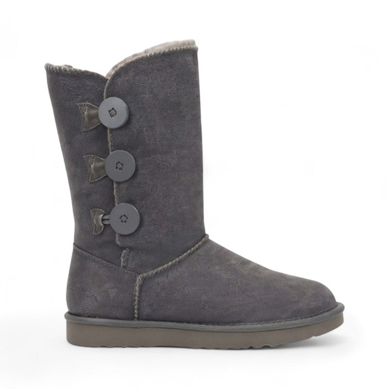 Polished Odette Shearling-Lined Mid-Calf Leather Boots