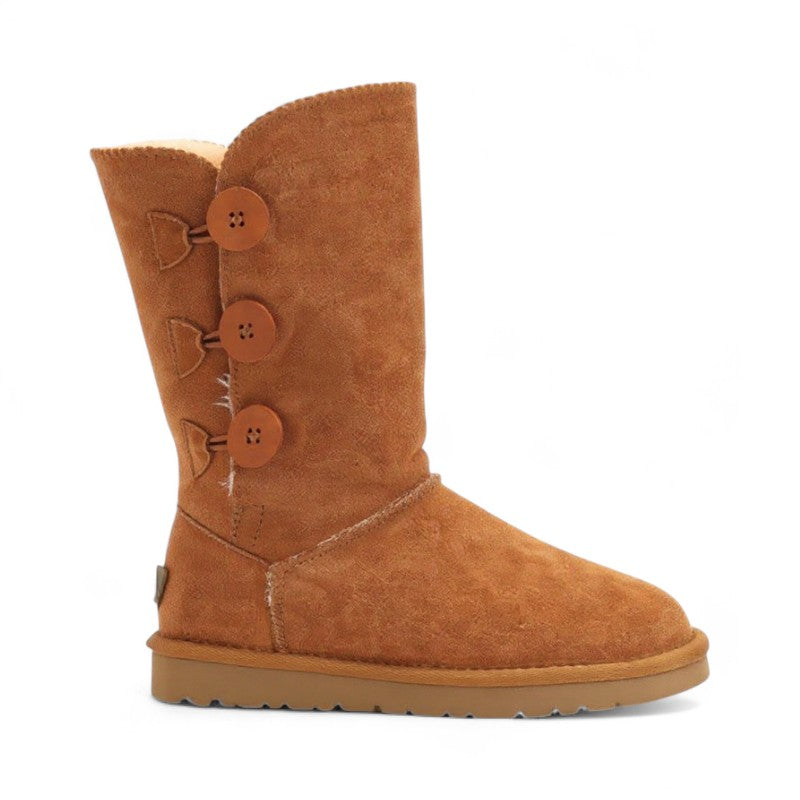Polished Odette Shearling-Lined Mid-Calf Leather Boots