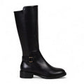 Polished Black Riding Boots with Buckle Accent