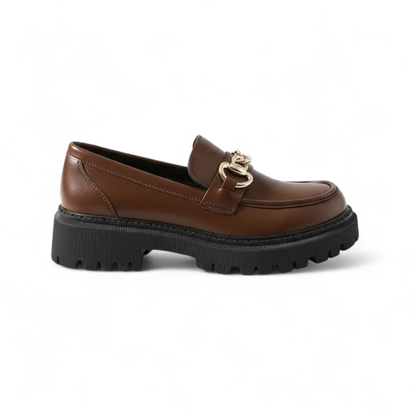 Signature Matte Wedge Loafers with Gold Chain