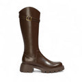 Bold Petra Riding Boots with Chunky Heel and Gold Buckle