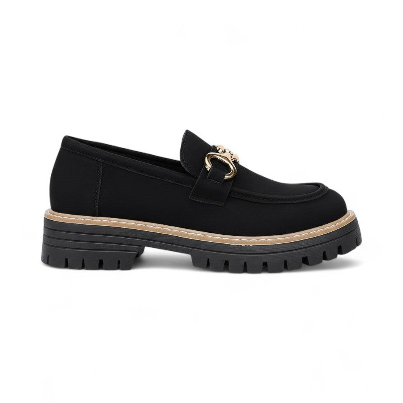 Modern Ondine Wedge Loafers with Gold Metallic Detail